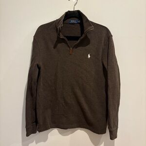 Brown polo quarter zip sweater